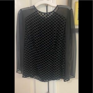 Nanette Lepore Black Sheer Dot Blouse